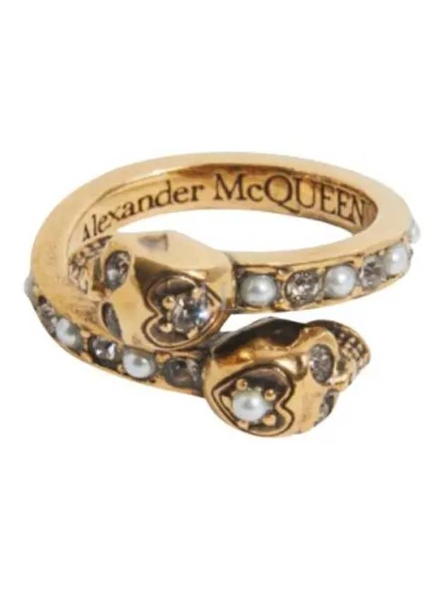 Women's Wrap Around Twin Crystal Skull Ring Gold - ALEXANDER MCQUEEN - BALAAN 2