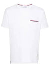 Men's Medium Weight Jersey Tipped Pocket Crewneck Short Sleeve T-Shirt White - THOM BROWNE - BALAAN 2