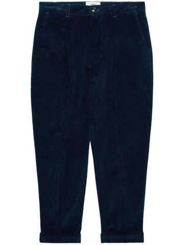 Carrot Oversized Cotton Corduroy Velvet Straight Pants Night Blue - AMI - BALAAN 1