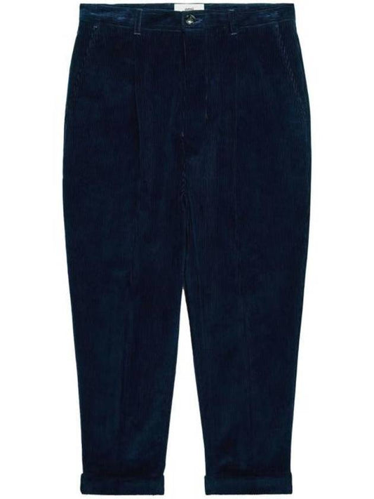 Carrot Oversized Cotton Corduroy Velvet Straight Pants Night Blue - AMI - BALAAN 1