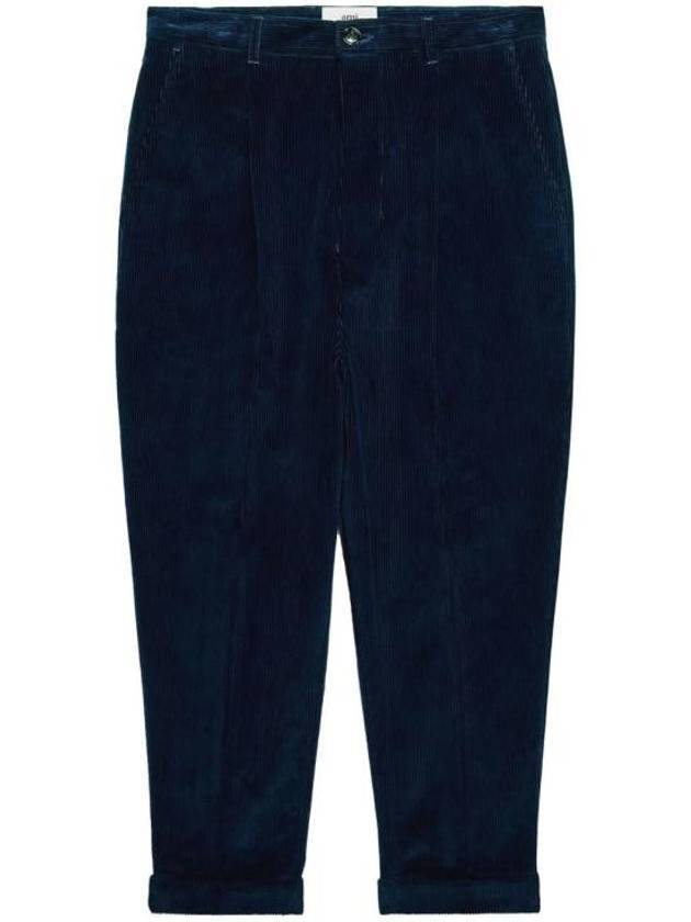 Carrot Oversized Cotton Corduroy Velvet Straight Pants Night Blue - AMI - BALAAN 1