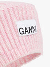 Logo Wool Beret Pink Women s - GANNI - BALAAN 5