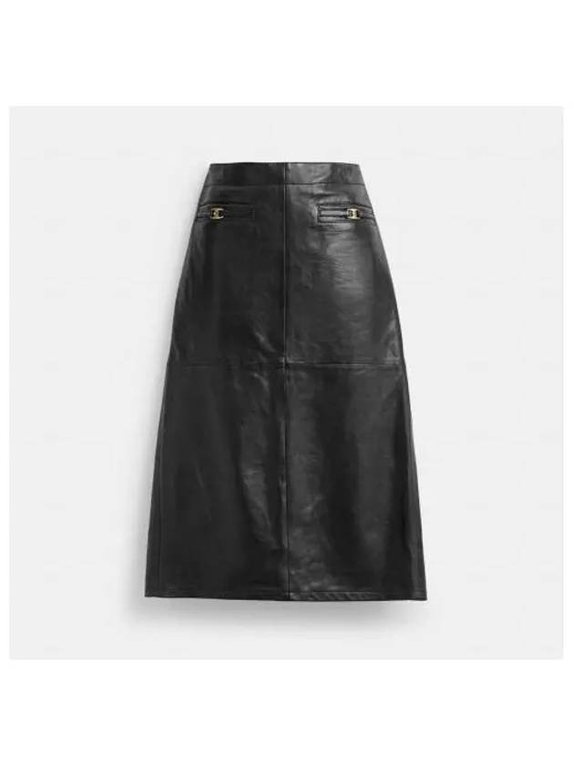 Long leather skirt CM306 BLK - COACH - BALAAN 1