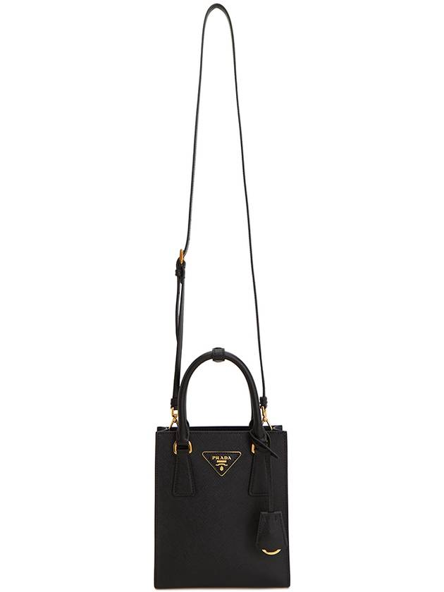 Triangular Logo Saffiano Leather Tote Bag Black - PRADA - BALAAN 8