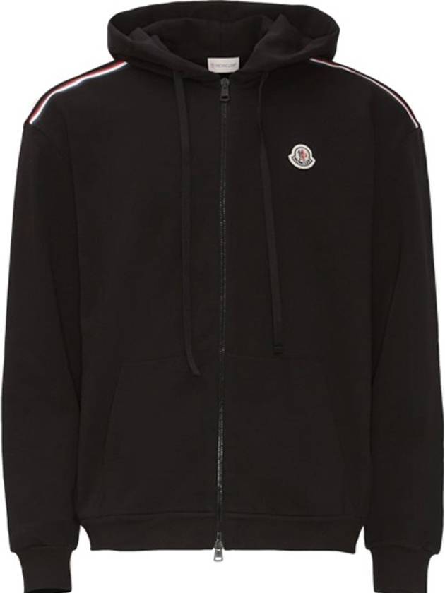 Logo Patch Tricolor Accent Zip Up Hoodie Black - MONCLER - BALAAN 2