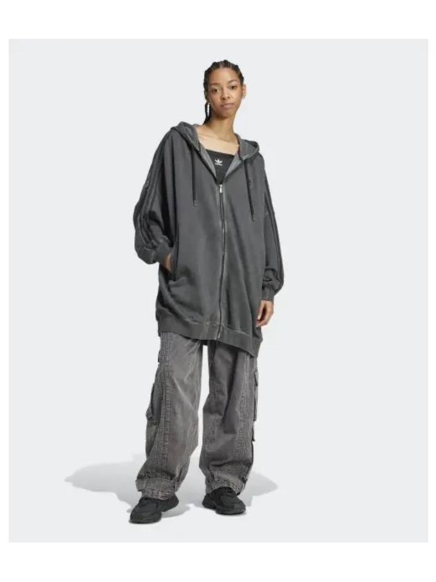 Adelenium 2 Washed Oversized Zip Up Hoodie Charcoal - ADIDAS - BALAAN 2