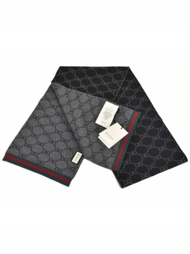 GG Two-Tone Wool Scarf Black - GUCCI - BALAAN 9