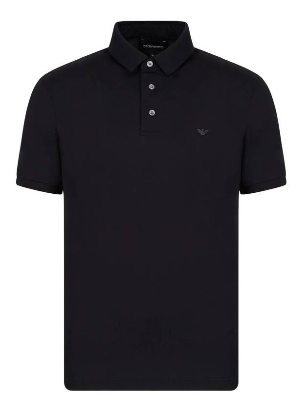 Logo Tencel Blended Jersey Polo Short Sleeve Polo Shirt Navy Blue - EMPORIO ARMANI - BALAAN 1