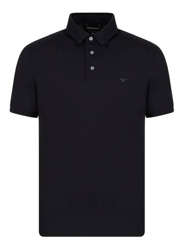 Logo Tencel Blended Jersey Polo Short Sleeve Polo Shirt Navy Blue - EMPORIO ARMANI - BALAAN 1