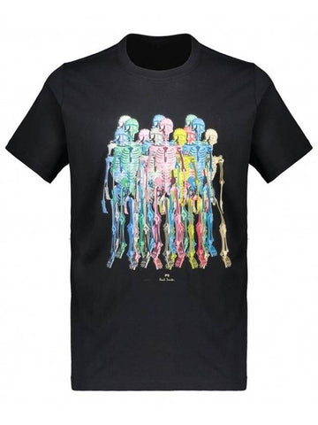 Color Skeleton Printing Short Sleeve T-Shirt Black - PAUL SMITH - BALAAN 1