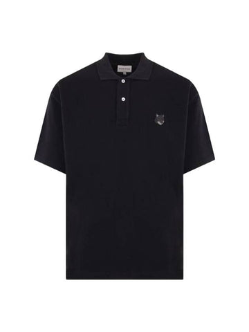 Bold Fox Head Patch Oversized Polo Shirt Black - MAISON KITSUNE - BALAAN 1