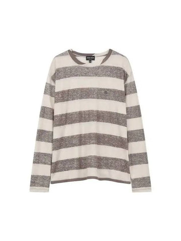 Women s Striped Pattern Slub T Shirt Beige 270961 - GIORGIO ARMANI - BALAAN 1