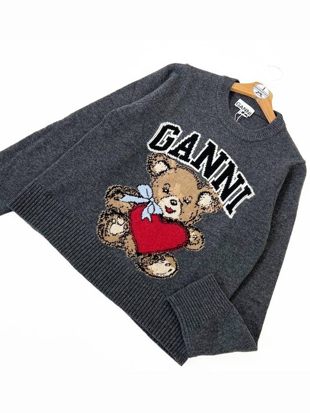 Graphic Bear Knit Top Grey - GANNI - BALAAN 7