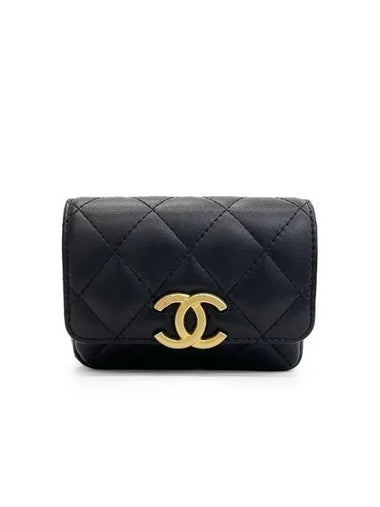 Flap belt bag mini black vintage gold plated lambskin 3ET1405 - CHANEL - BALAAN 1