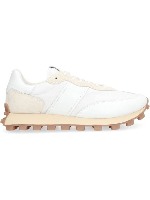 Paneled Lace-up Suede Leather Low Top Sneakers White - TOD'S - BALAAN 3