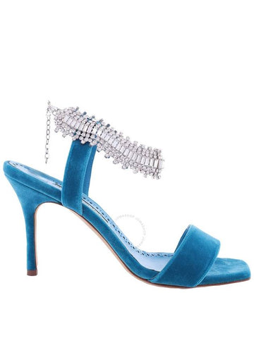 Manolo Blahnik Blue Parinasan Crystal Strap Sandals, Brand Size 36 ( US Size 6 ) - MANOLO BLAHNIK - BALAAN 1