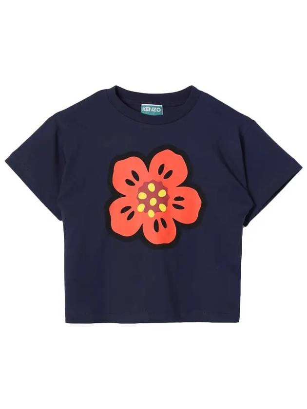 Kids Boke Flower Short Sleeve T-Shirt Navy - KENZO - BALAAN 2