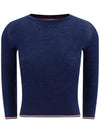 Women's Wool Rib 3/4 Sleeve Crew Neck Pullover Knit Top Navy - THOM BROWNE - BALAAN 1