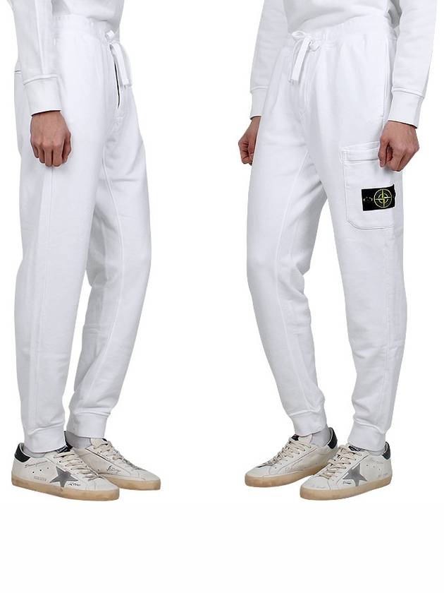 Cotton Fleece Cargo Truck Pants White - STONE ISLAND - BALAAN 4