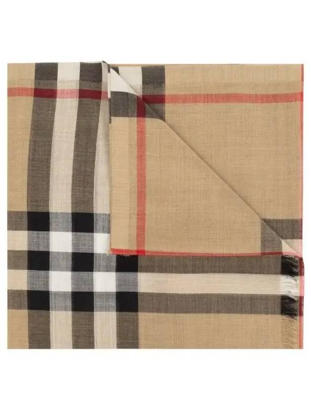 Check Wool Silk Scarf Beige - BURBERRY - BALAAN 2