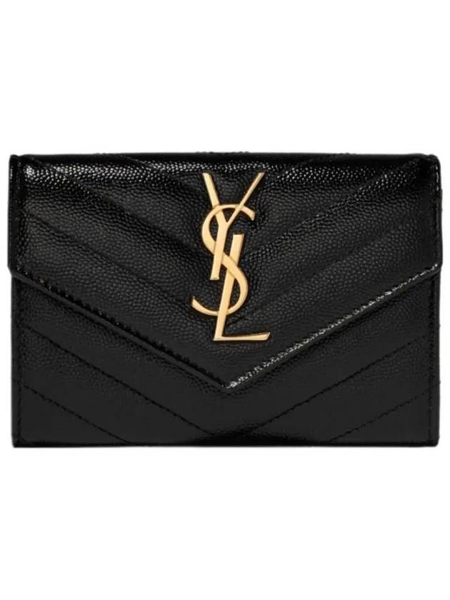 Monogram Envelope Small Half Wallet Black Gold - SAINT LAURENT - BALAAN 2