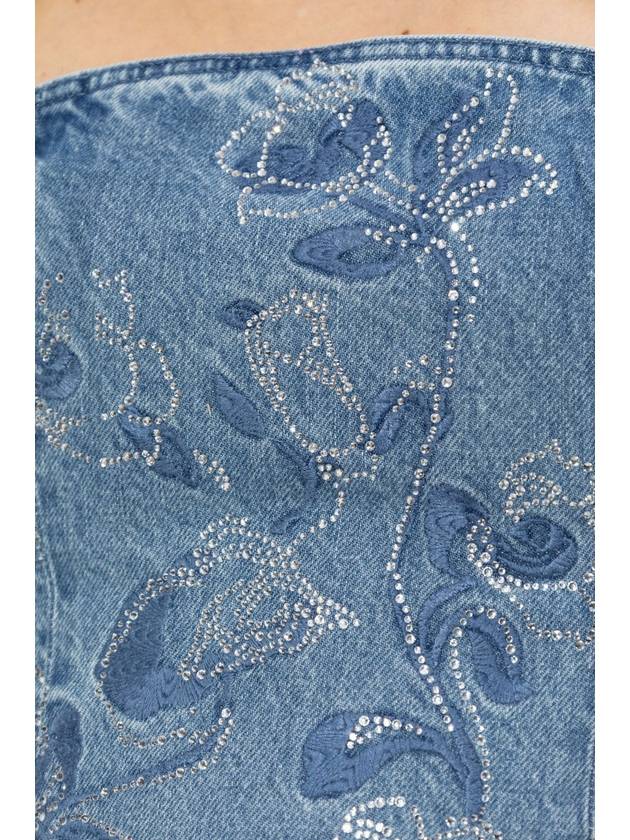 ROTATE Denim Top With Shimmering Appliqués, Women's, Blue - ROTATE - BALAAN 5