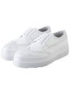 Lace-Up Leather Low Top Sneakers White - PRADA - BALAAN 5