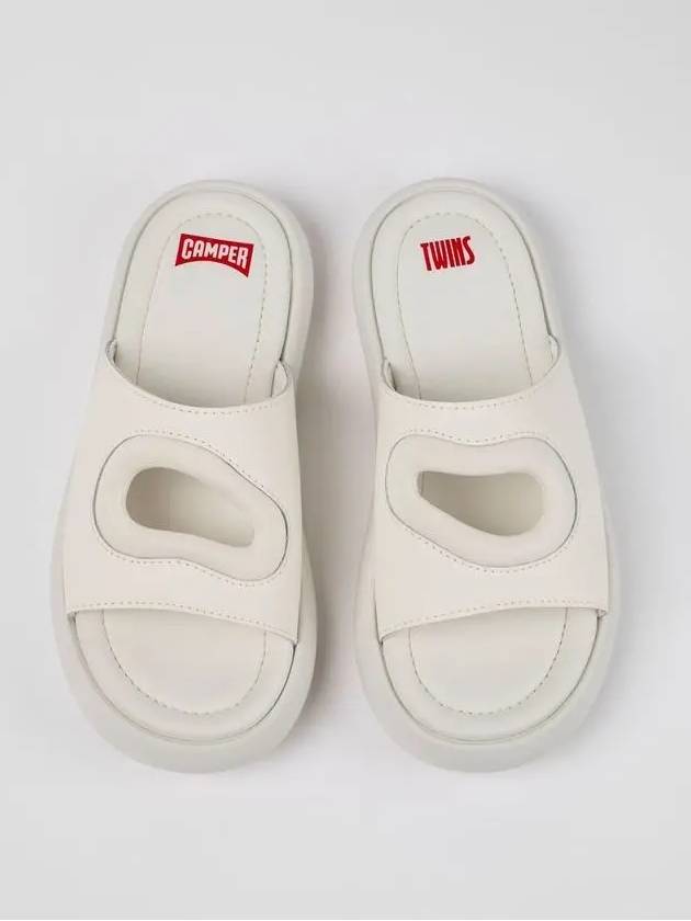 Twins Textile Leather Slide Slipper White - CAMPER - BALAAN 2