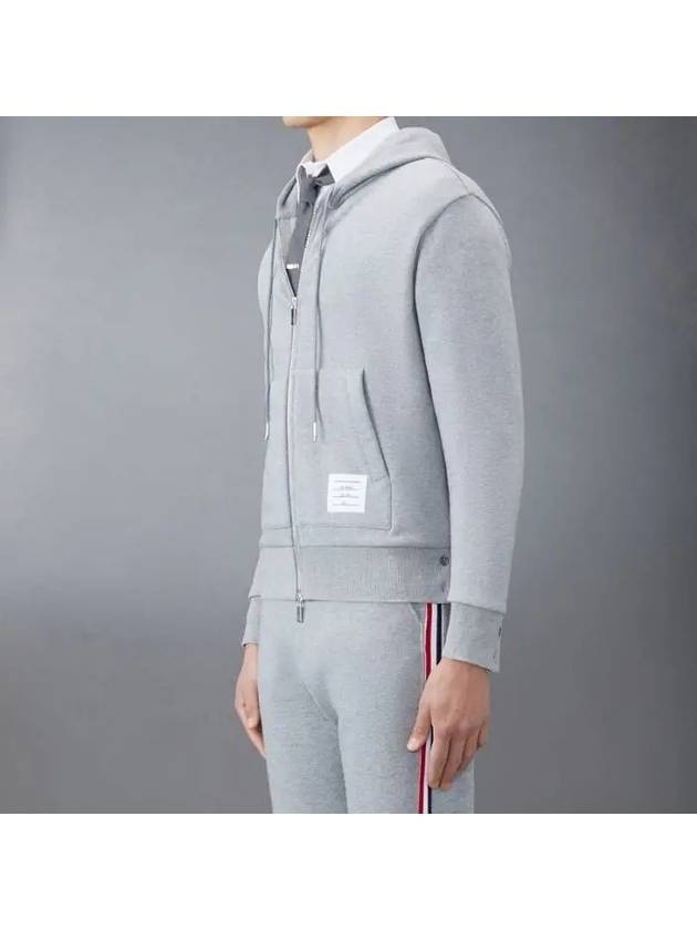 Center Back Stripe Cotton Zip Up Hoodie Light Grey - THOM BROWNE - BALAAN 3