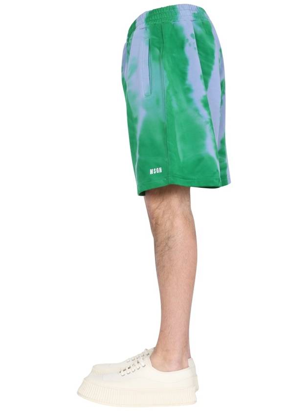 Men's Logo Tie Dye Bermuda Shorts Green - MSGM - BALAAN 4