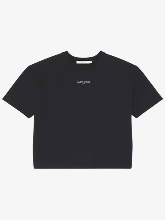 Paris Embroidered Logo Boxy Short Sleeve T-Shirt Black - MAISON KITSUNE - BALAAN 2