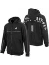 Wording Loose Fit French Terry Zip Up Hoodie Black - ADIDAS - BALAAN 3