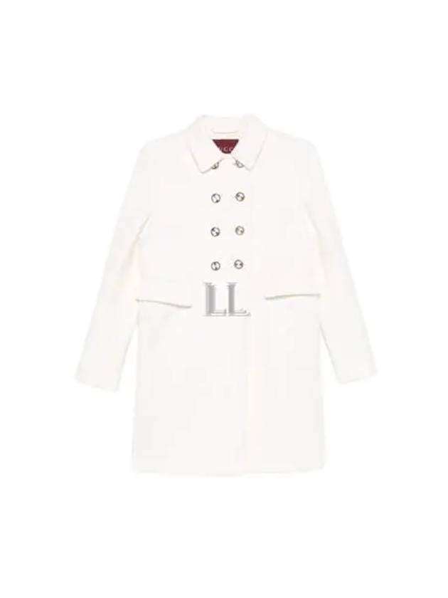 Slim Fit Wool Double Coat White - GUCCI - BALAAN 2