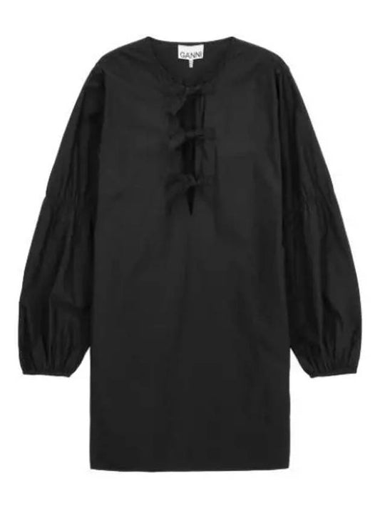 Poplin mini dress black - GANNI - BALAAN 1