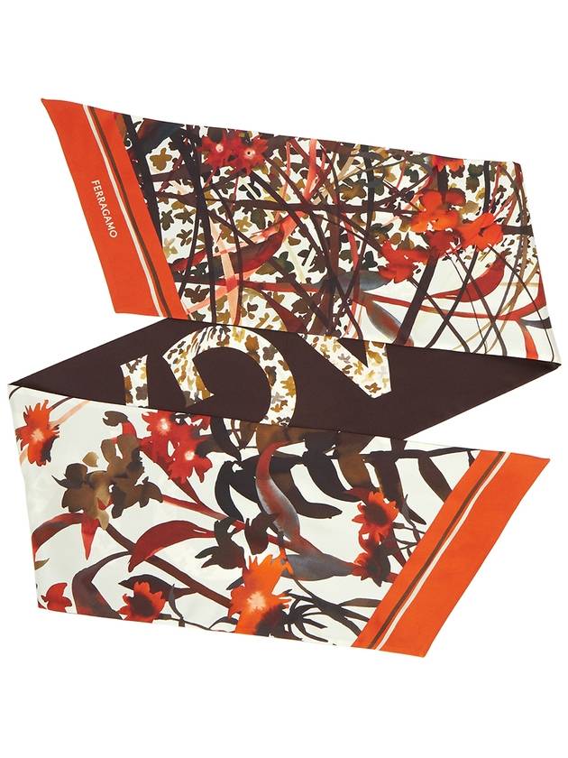 Women's Silk Scarf Brown - SALVATORE FERRAGAMO - BALAAN 4