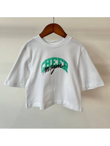 Kids Crop T Shirt F4MSJGTH210 White Girls 6 8 10A - MSGM - BALAAN 1