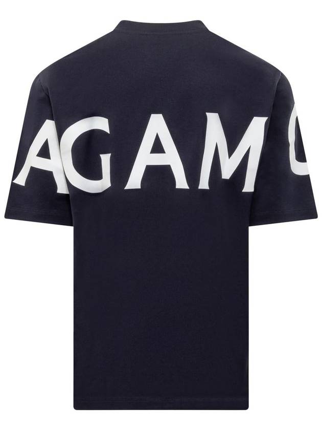 Big Logo Cotton Short Sleeve T-Shirt Navy - SALVATORE FERRAGAMO - BALAAN 3