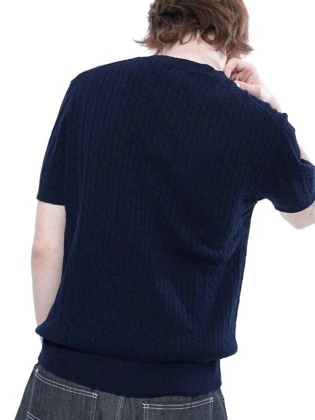 Men's Linen Cable Round Half Knit Top Navy - CHANCE'S NOI - BALAAN 10