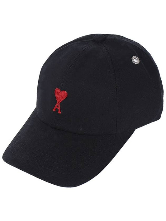 Embroidered Heart Logo Ball Cap Black - AMI - BALAAN 2