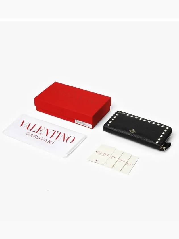 Women's Rockstud Zip Up Long Wallet Black - VALENTINO - BALAAN 4