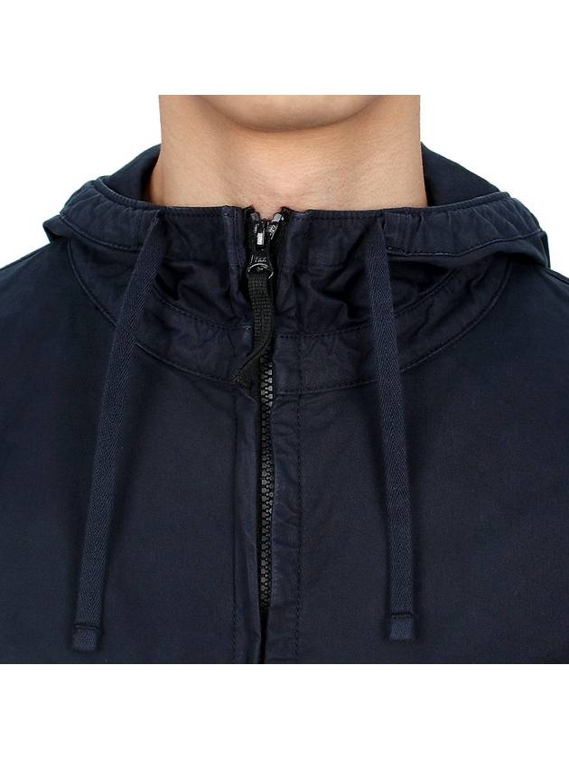 Cotton Twill Stretch Hooded Jacket Navy - STONE ISLAND - BALAAN 8