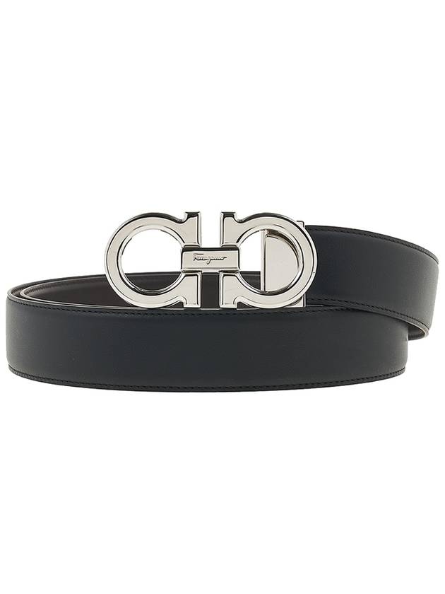 Reversible Gancini Leather Belt Black - SALVATORE FERRAGAMO - BALAAN 11