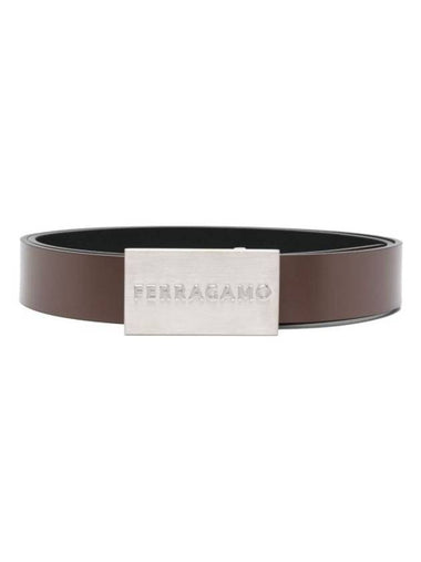 Salvatore Reversible Adjustable Leather Belt Black Brown - SALVATORE FERRAGAMO - BALAAN 1