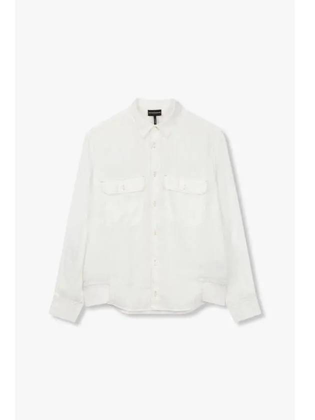 Men s Comfort Fit Easy Linen Shirt White - EMPORIO ARMANI - BALAAN 1