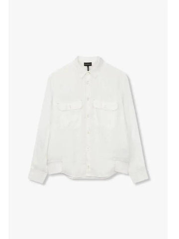 Men s Comfort Fit Easy Linen Shirt White - EMPORIO ARMANI - BALAAN 1