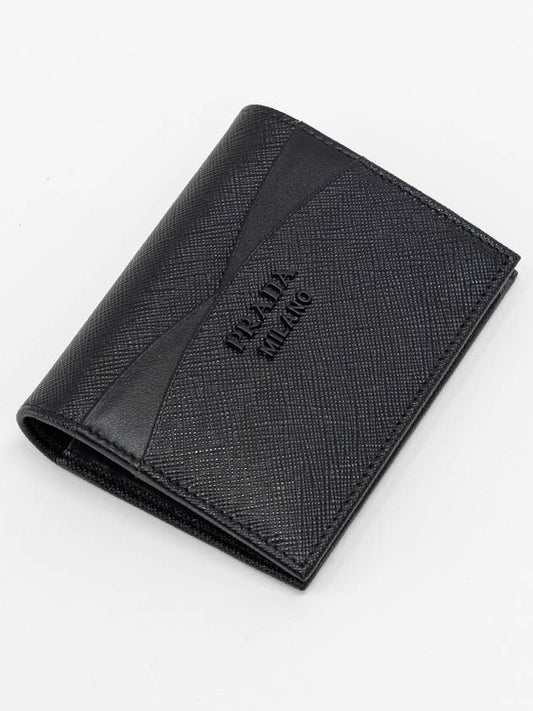 Saffiano leather bifold wallet black - PRADA - BALAAN 2