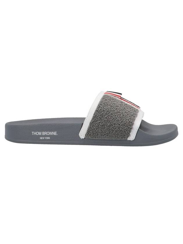 Diagonal Tab Terry Full Slippers Grey - THOM BROWNE - BALAAN.