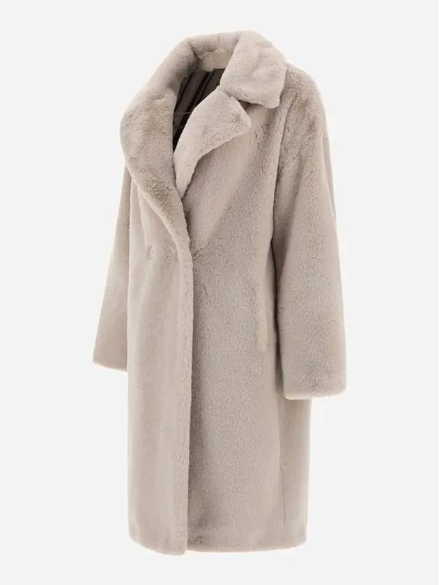 double-breasted shearling coat white - HERNO - BALAAN 4