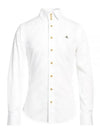 Embroidered Logo Big Collar Cotton Long Sleeve Shirt White - VIVIENNE WESTWOOD - BALAAN 1