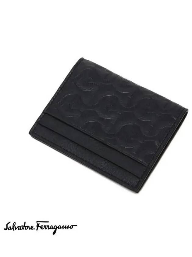 Travel Embossed Card Wallet Black - SALVATORE FERRAGAMO - BALAAN 3